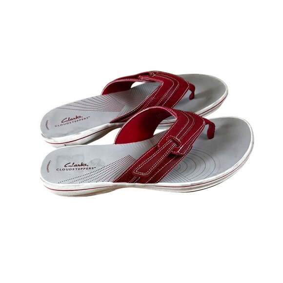 Clarks Size 11 Slip On Womens Thong Sandal Red - Picture 3 of 9